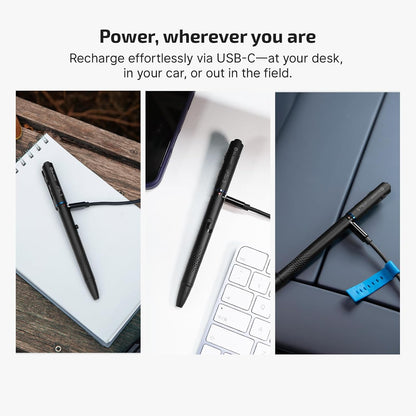 O'Pen 3 Pen Light, USB-C Rechargeable EDC Flashlight, Black