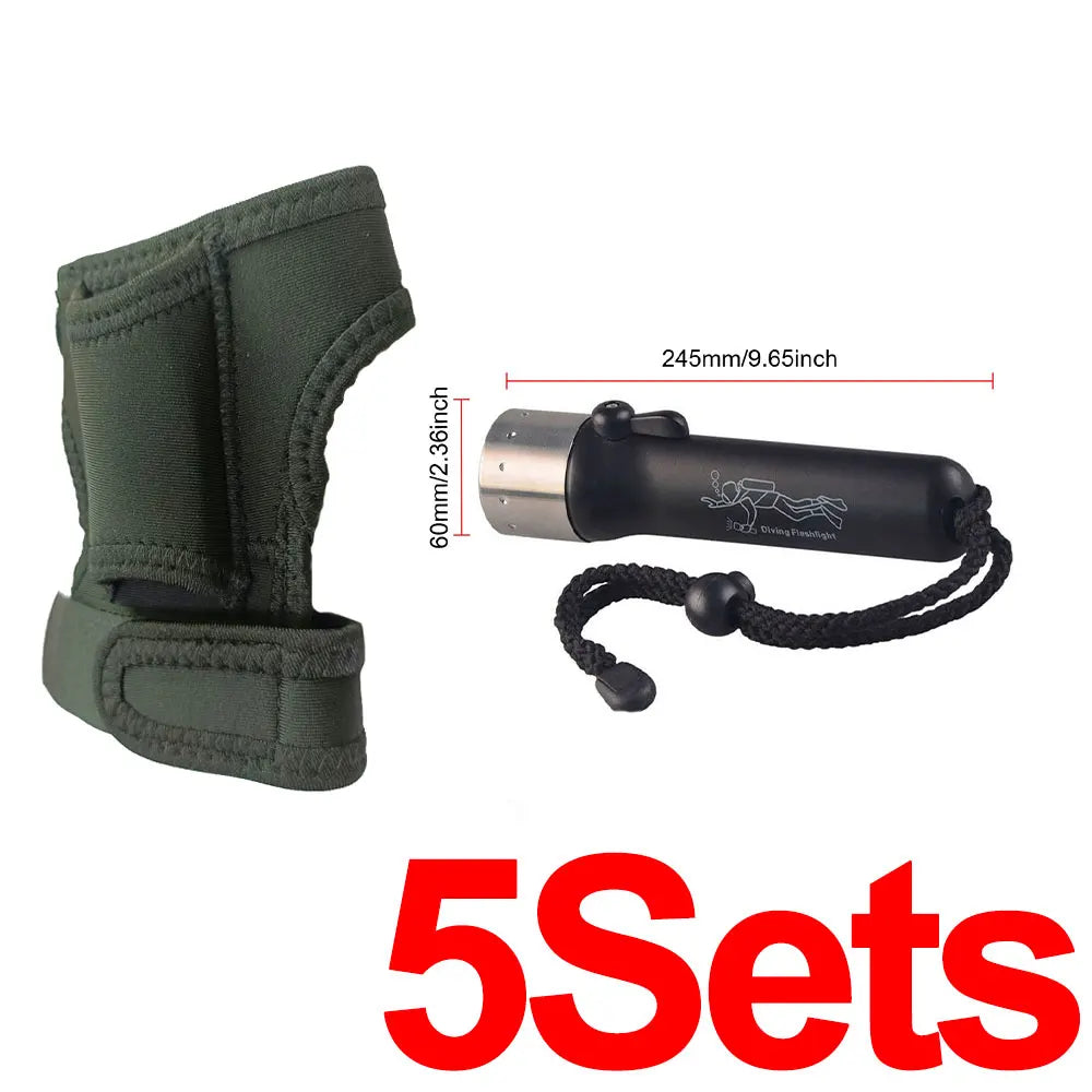Scuba Diving LED Flashlight Holder Light Wrist Arm Mount Strap Outdoor Underwater Hands Free Glove Illumination Accessories