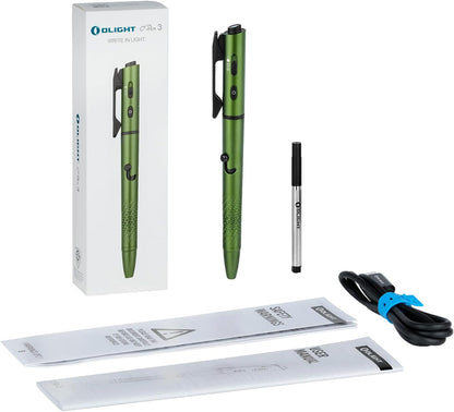O'Pen 3 Pen Light, USB-C Rechargeable EDC Flashlight, OD Green