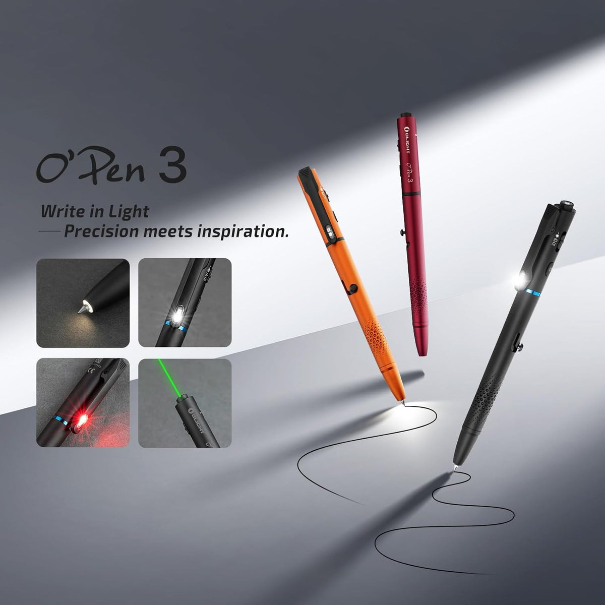 O'Pen 3 Pen Light, USB-C Rechargeable EDC Flashlight, Orange