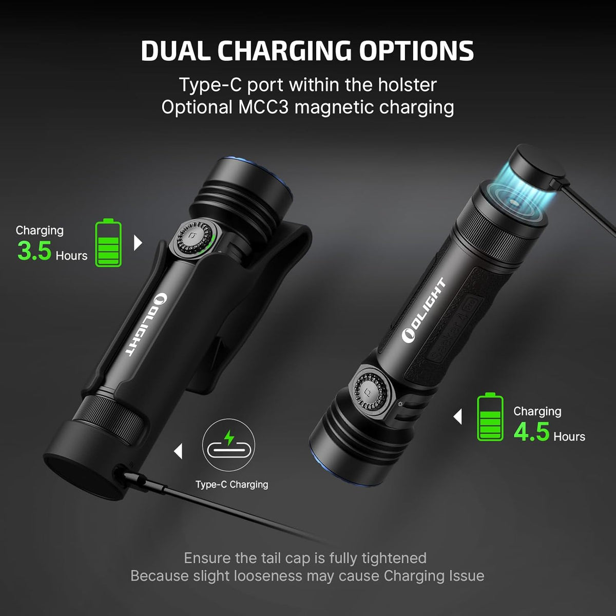 Seeker 4 Pro Rechargeable Flashlights, Bright High Lumens Black