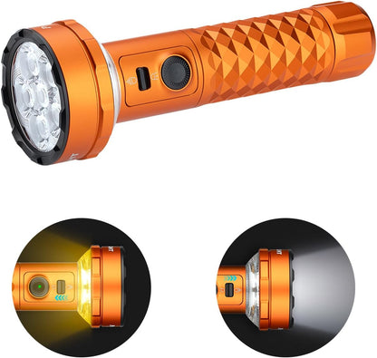 Prowess Rechargeable Flashlights, Bright Light with Holster Orange