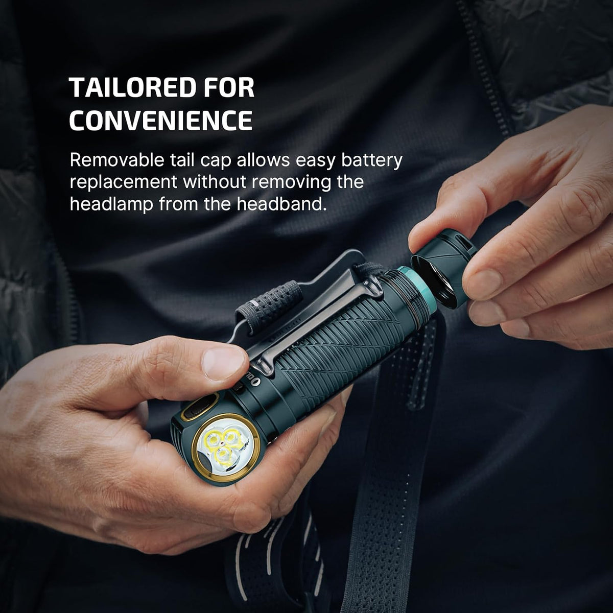 Perun 3 Headlamp Rechargeable, Red Light, Waterproof, Dream Blue