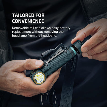 Perun 3 Headlamp Rechargeable, Red Light, Waterproof, Dream Blue