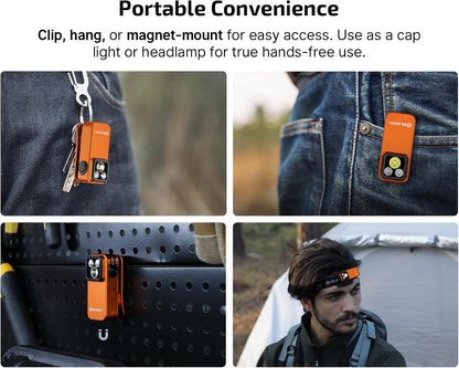 Oclip Pro S Rechargeable EDC Clip-On Flashlight, Orange