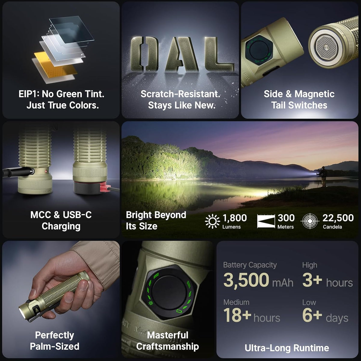 Batonultra EDC Flashlight Rechargeable, Bright Pocket Flash Light