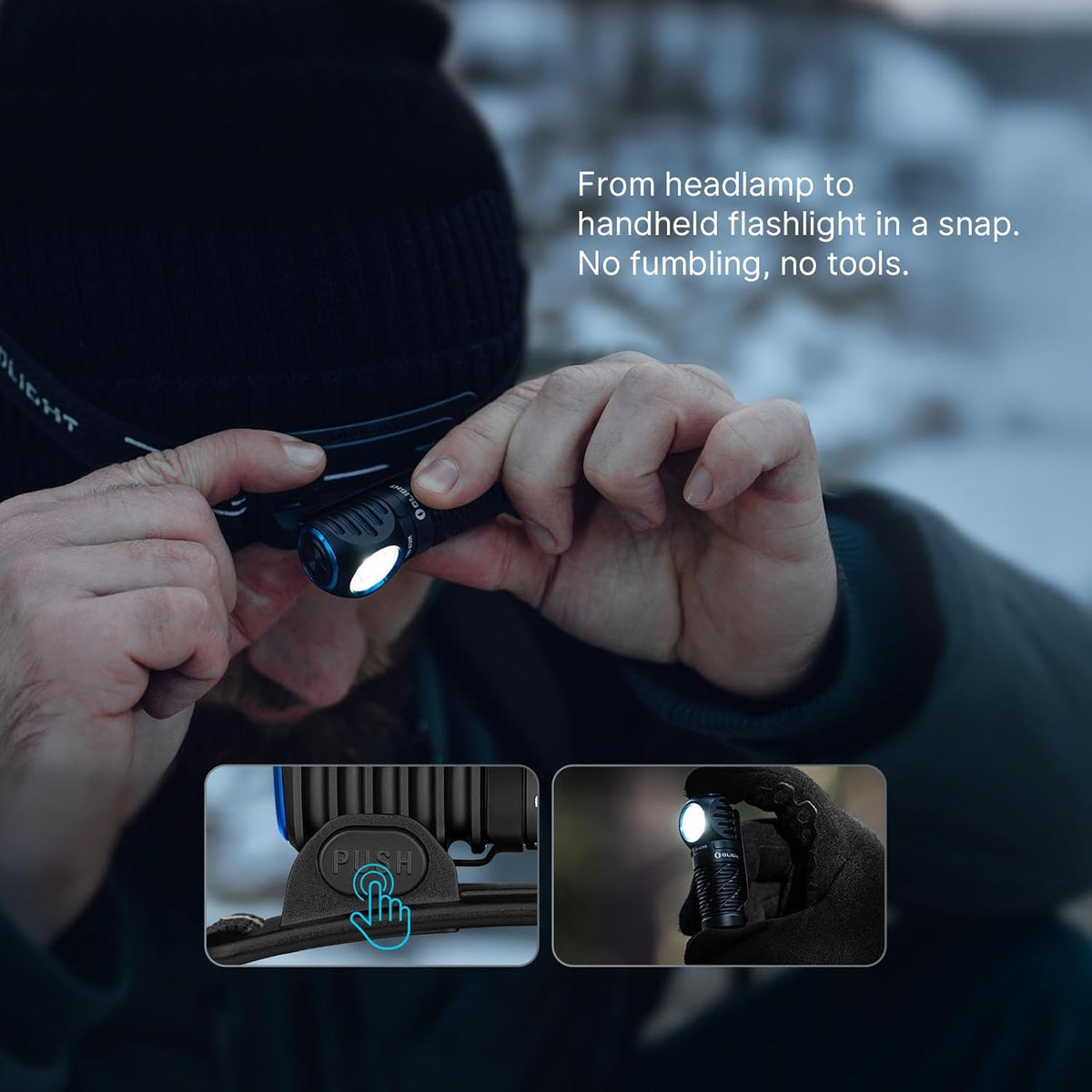 Perun 3 Mini Rechargeable Headlamp, Waterproof, 1250 Lumens, Black