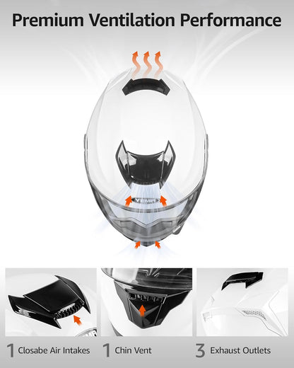 Modular Motorcycle Helmets, DOT Approved Full Face Motorcycle Helmet with with Flip up Dual Visor for Men & Women - Street, Scooter, ATV, E-Bike