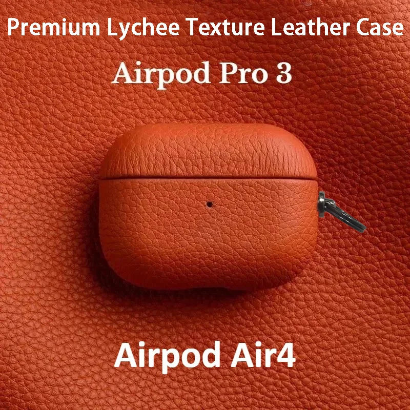 High End Business Bluetooth Earphone Case for Apple Airpods/2/3/4/5 Pro3/2 Retro Genuine Leather Litchi Texture Protection Cover