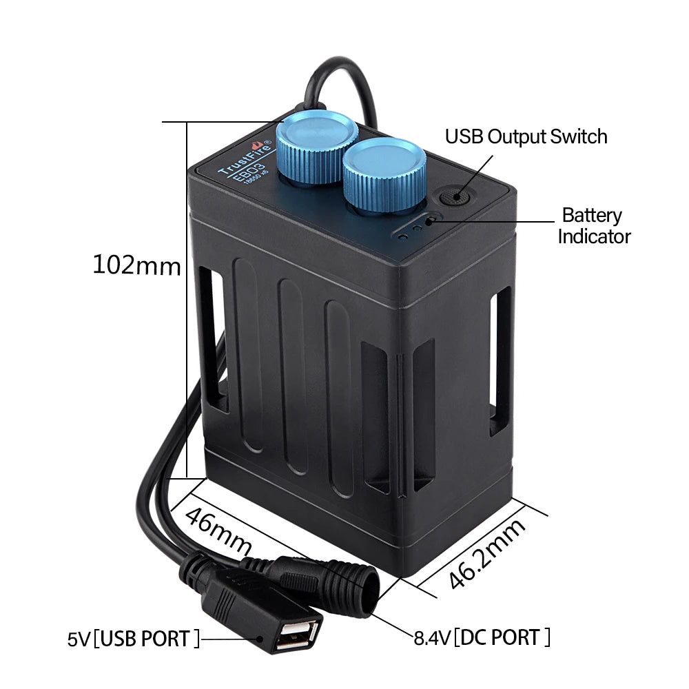 EB03 Waterproof 18650 Battery Pack Case USB Charging Phone DC 8.4V Mobile Battery Power Bank Box for Led Bike Light
