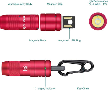 IMINI 2 Rechargeable EDC Keychain Mini Flashlight Passionate Red