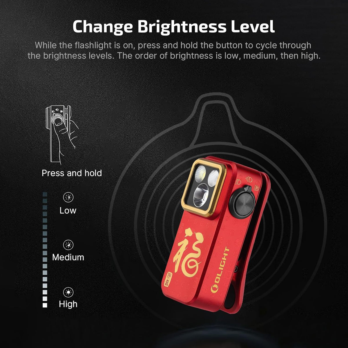 Oclip Pro Rechargeable EDC Clip-On Flashlight, FS Red