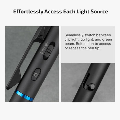 O'Pen 3 Pen Light, USB-C Rechargeable EDC Flashlight, Black