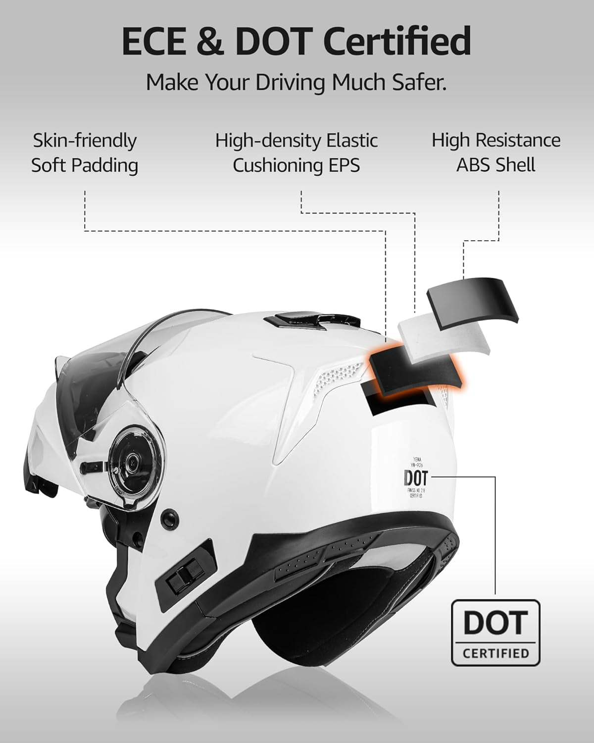 Modular Motorcycle Helmets, DOT Approved Full Face Motorcycle Helmet with with Flip up Dual Visor for Men & Women - Street, Scooter, ATV, E-Bike