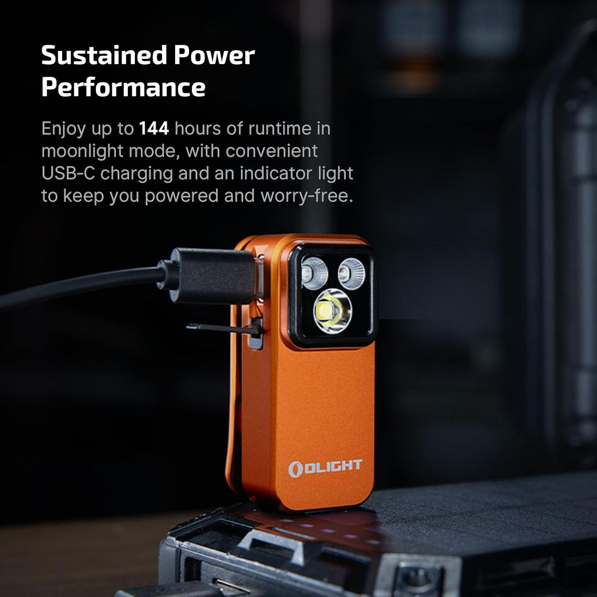 Oclip Pro S Rechargeable EDC Clip-On Flashlight, Orange