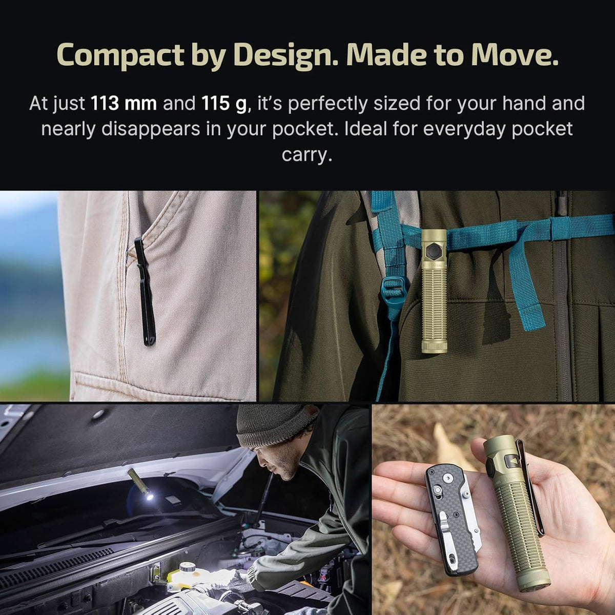 Batonultra EDC Flashlight Rechargeable, Bright Pocket Flash Light