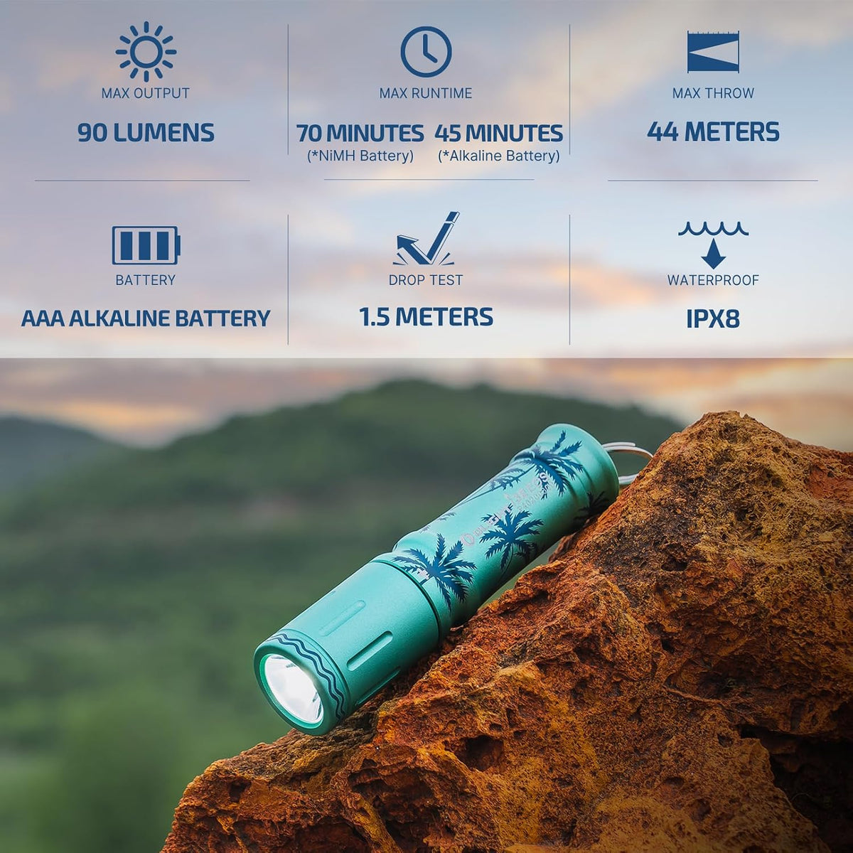 I3E EOS Compact Keychain Flashlight EDC Light (Summer Palm)