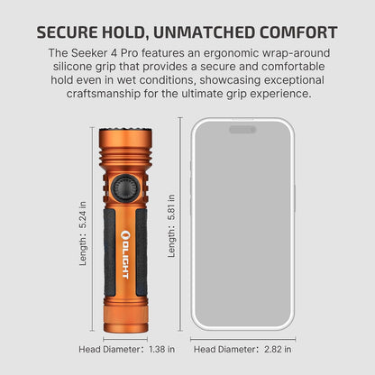 Seeker 4 Pro Rechargeable Flashlights, Bright High Lumens Orange