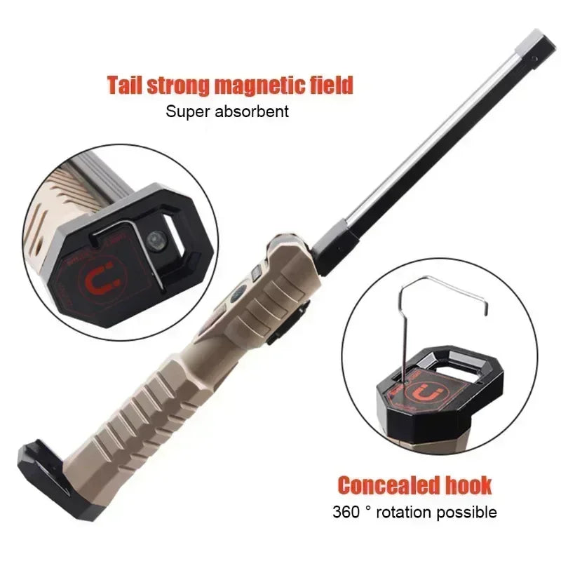 Multifunctional Folding Work Light Portable Camping Light USB Rechargeable Flashlights with Built-In Battery Magnetic Lamps