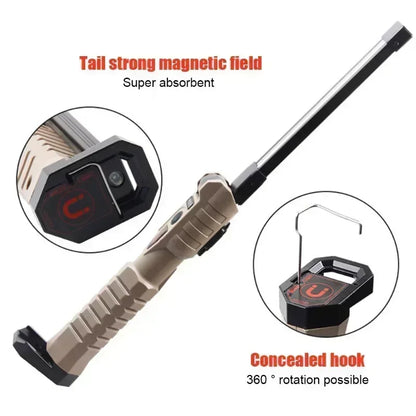 Multifunctional Folding Work Light Portable Camping Light USB Rechargeable Flashlights with Built-In Battery Magnetic Lamps