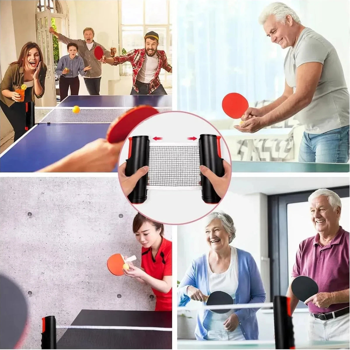 Table Tennis Net Ping Pong Rack Retractable with Ping-Pong Racket Universal