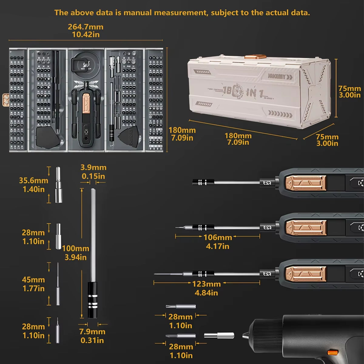 180 in 1 Magnetic Screwdriver Set - Precision Drill Bits Electric Screwdriver Kit Iphone Glasses Laptop Watch Repair Tool