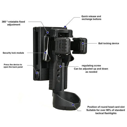 Tactical Flashlight 360 Degree Rotating Baton Holder Baton Holster Flash Light Holders Duty Flashlight Belt Portable Tool Pouch