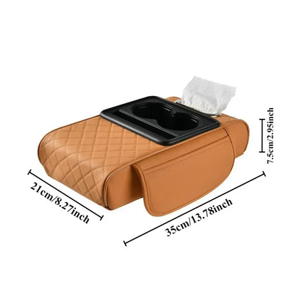 Car Armrest Box 7.5Cm Thicken Height Pad Arm Rest Cushion with Pocket Tissue Cup Holder Memory Cotton Elbow Support Height Pad
