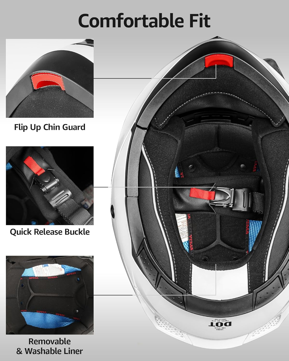 Modular Motorcycle Helmets, DOT Approved Full Face Motorcycle Helmet with with Flip up Dual Visor for Men & Women - Street, Scooter, ATV, E-Bike
