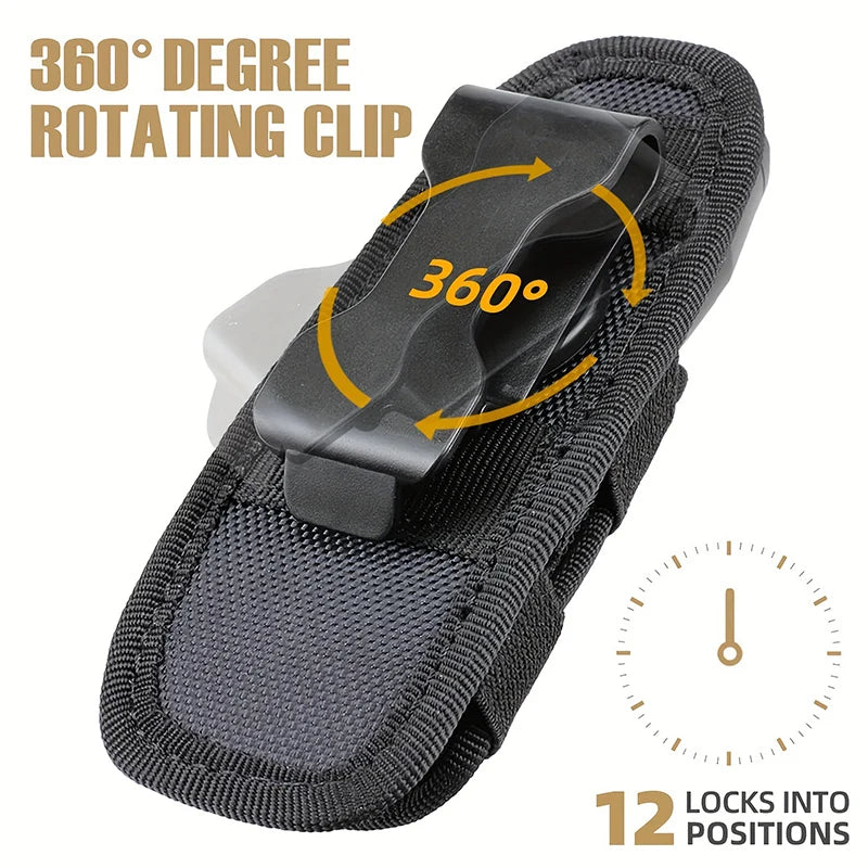 Outdoor Tactical Nylon Flashlight Cover with Adjustable Rotating Waist Hanging Strong Light Oxford Flashlight Cover