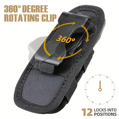 Outdoor Tactical Nylon Flashlight Cover with Adjustable Rotating Waist Hanging Strong Light Oxford Flashlight Cover