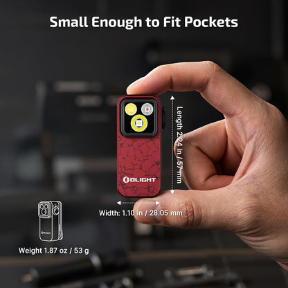 Oclip Pro Rechargeable EDC Clip-On Flashlight, Crackle Red
