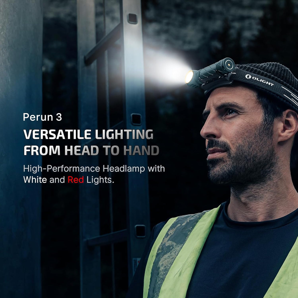 Perun 3 Headlamp Rechargeable, Red Light, Waterproof, Dream Blue