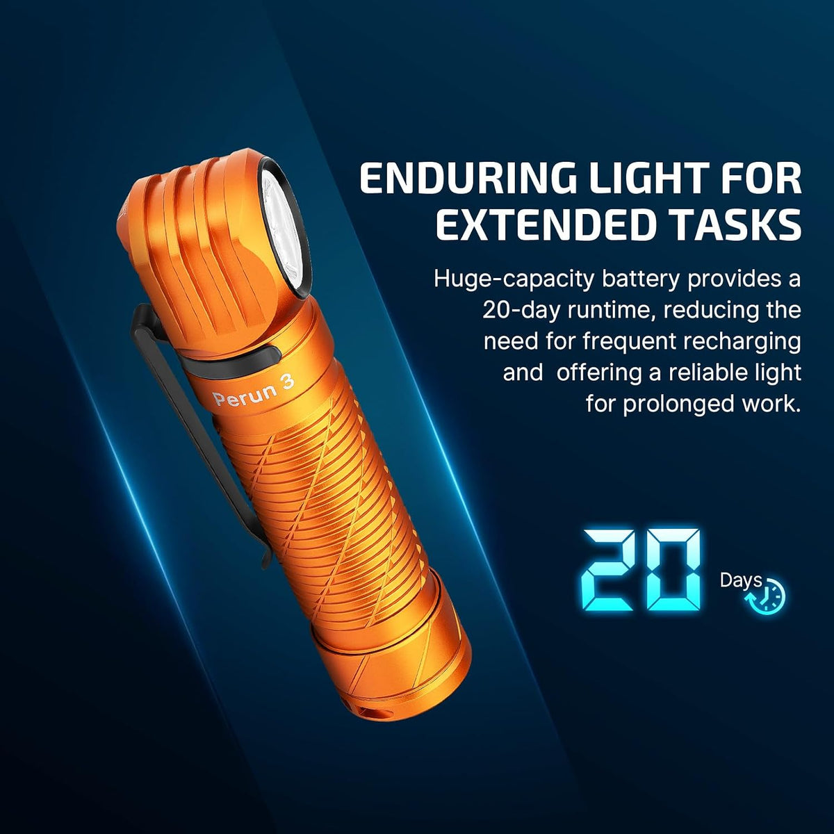 Perun 3 Headlamp Rechargeable, Red Light, Waterproof, Orange