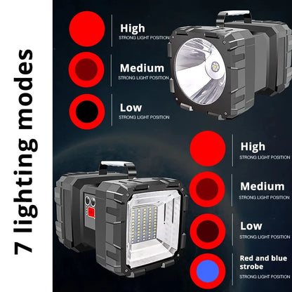 Rechargeable Double‑Head High Power LED Searchlight Waterproof Super Bright Spotlight for Camping