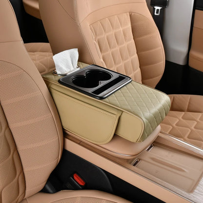 Car Armrest Box 7.5Cm Thicken Height Pad Arm Rest Cushion with Pocket Tissue Cup Holder Memory Cotton Elbow Support Height Pad